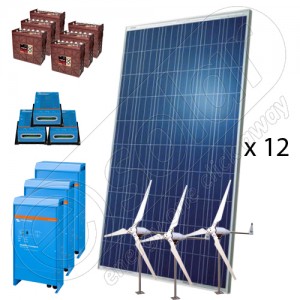 Kit fotovoltaic hibrid off-grid cu eoliene 4800W-Hi-MTT