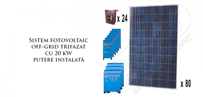 Sistem fotovoltaic off-grid trifazat cu 20 kW putere instalată