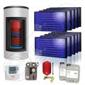 Set panouri solare plane si boiler solar Kombi 600 litri, Panouri solare plane la set cu boiler orizontal Kombi tanc in tanc 600 litri, Pachet panouri solare plane cu boiler solar Kombi tanc in tanc ISMO 10x1-600.150.2KS