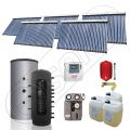 Panouri cu tuburi vidate Solariss Iunona si puffer, Instalatie presurizata solara pentru incalzire, Puffer cu 2 serpentine si panou solar