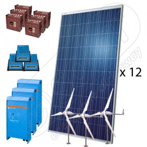 Kit fotovoltaic hibrid off-grid cu eoliene 4800W-Hi-MTT