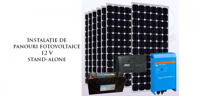 Instalație cu panouri fotovoltaice și invertor 12V stand-alone