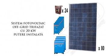 Sistem fotovoltaic off-grid trifazat cu 20 kW putere instalată
