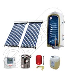 Panouri cu tuburi vidate si boiler SIU 2x10-100.1TE, Pachet cu panou solar cu tuburi vidate, Panou solar cu tuburi vidate cu boiler termoelectric