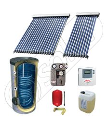 Panou solar ieftin cu tuburi vidate si boiler cu 2 serpentine, Panouri solare cu boiler bivalent de 200 litri, Panouri solare China Solariss Iunona