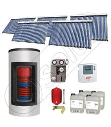 Set panouri solare ieftine cu boiler Kombi de 1500/300 litri si doua serpentine, Set panouri solare Solariss Iunona, Pachet cu panou solar China cu tuburi vidate