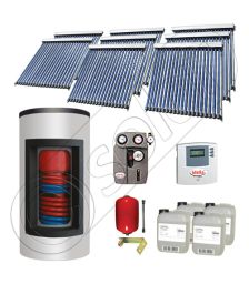 Panouri solare ieftine cu boiler Kombi bivalent de 1500/300 litri, Pachet cu panou solar cu tuburi vidate, Set panouri solare import China Solariss Iunona