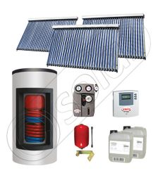 Panouri solare ieftine cu boiler Kombi bivalent de 650/150 litri, Pachet cu panou solar cu tuburi vidate, Set panouri solare import China Solariss Iunona