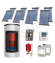 Panou solar ieftin cu tuburi vidate si boiler Kombi cu o serpentina, Panouri solare cu boiler monovalent de 650/150 litri, Panouri solare China Solariss Iunona