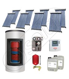 Panouri solare ieftine cu boiler Kombi bivalent de 650/150 litri, Pachet cu panou solar cu tuburi vidate, Set panouri solare import China Solariss Iunona