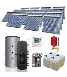 Panouri solare Solariss Iunona, Puffer cu o serpentina si panou solar cu tuburi vidate, Instalatii presurizate ieftine apa calda tot anul