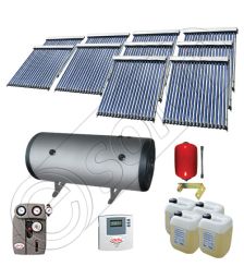 Instalatii solare presurizate cu boiler solar pentru apa calda, Colectoare solare vidate la pachet cu boiler orizontal, Set colectoare solare vidate si boiler orizontal SIU 10x18-1500.2BMH