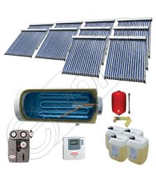 Instalatii solare presurizate cu boiler solar pentru apa calda, Colectoare solare vidate la pachet cu boiler orizontal, Set colectoare solare vidate si boiler orizontal SIU 10x18-2000.1BMH