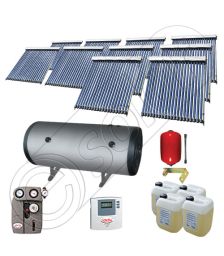 Instalatii solare presurizate cu boiler solar pentru apa calda, Colectoare solare vidate la pachet cu boiler orizontal, Set colectoare solare vidate si boiler orizontal SIU 10x20-2000.2BMH