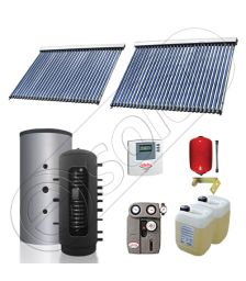 Set panou solar pentru incalzire cu tuburi vidate si puffer, Pachet cu panou solar cu tuburi vidate, Puffer si colectoare solare cu tuburi vidate