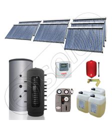 Puffer bivalent de 1500 litri si panouri solare ieftine, Pachet cu panou solar cu tuburi vidate, Instalatii solare pentru incalzire Solariss Iunona