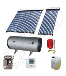 Panouri cu tuburi vidate Solariss Iunona si boiler, Instalatie presurizata solara pentru apa calda, Boiler cu 2 serpentine si panou solar