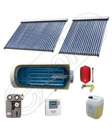 Boiler cu o serpentina si panou solar ieftin cu tuburi vidate, Panouri solare cu boiler monovalent de 400 litri, Colectoare solare pentru apa calda