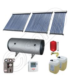 Panouri cu tuburi vidate Solariss Iunona si boiler, Instalatie presurizata solara pentru apa calda, Boiler cu 2 serpentine si panou solar