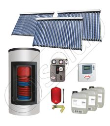 Set panouri solare ieftine cu boiler Kombi de 1000/200 litri si doua serpentine, Set panouri solare Solariss Iunona, Pachet cu panou solar China cu tuburi vidate