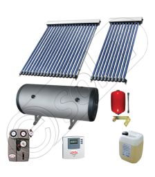 Panouri cu tuburi vidate Solariss Iunona si boiler, Instalatie presurizata solara pentru apa calda, Boiler cu 2 serpentine si panou solar