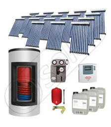 Panou solar ieftin cu tuburi vidate si boiler Kombi cu o serpentina, Panouri solare cu boiler monovalent de 1500/300 litri, Panouri solare pentru apa calda