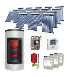 Panouri solare ieftine cu boiler Kombi bivalent de 1500/300 litri, Pachet cu panou solar cu tuburi vidate, Set panouri solare pentru apa calda Solariss Iunona