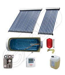 Boiler cu o serpentina si panou solar ieftin cu tuburi vidate, Panouri solare cu boiler monovalent de 400 litri, Colectoare solare pentru apa calda