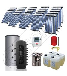 Set panou solar pentru incalzire cu tuburi vidate si puffer, Pachet cu panou solar cu tuburi vidate, Puffer si colectoare solare cu tuburi vidate