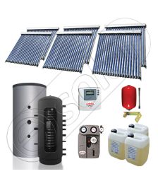 Set panou solar pentru incalzire cu tuburi vidate si puffer, Pachet cu panou solar cu tuburi vidate, Puffer si colectoare solare cu tuburi vidate