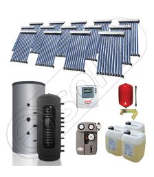 Puffer bivalent de 1500 litri si panouri solare ieftine, Pachet cu panou solar cu tuburi vidate, Instalatii solare pentru incalzire Solariss Iunona