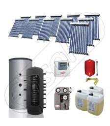 Set panou solar pentru incalzire cu tuburi vidate si puffer, Pachet cu panou solar cu tuburi vidate, Puffer si colectoare solare cu tuburi vidate