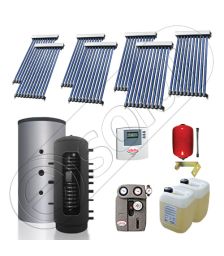 Puffer bivalent de 500 litri si panouri solare ieftine, Pachet cu panou solar cu tuburi vidate, Instalatii solare pentru incalzire Solariss Iunona