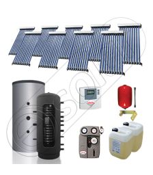 Set panou solar pentru incalzire cu tuburi vidate si puffer, Pachet cu panou solar cu tuburi vidate, Puffer si colectoare solare cu tuburi vidate