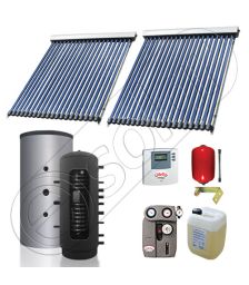 Puffer bivalent de 400 litri si panouri solare ieftine, Pachet cu panou solar cu tuburi vidate, Instalatii solare pentru incalzire Solariss Iunona