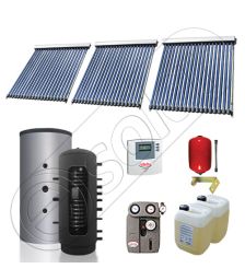 Set panou solar pentru incalzire cu tuburi vidate si puffer, Pachet cu panou solar cu tuburi vidate, Puffer si colectoare solare cu tuburi vidate