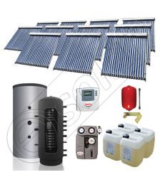 Set panou solar pentru incalzire cu tuburi vidate si puffer, Pachet cu panou solar cu tuburi vidate, Puffer si colectoare solare cu tuburi vidate