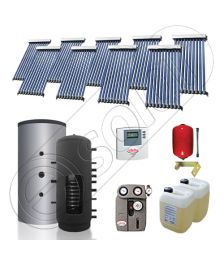 Panouri solare Solariss Iunona, Puffer cu o serpentina si panou solar cu tuburi vidate, Instalatii presurizate ieftine apa calda tot anul