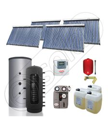 Set panou solar pentru incalzire cu tuburi vidate si puffer, Pachet cu panou solar cu tuburi vidate, Puffer si colectoare solare cu tuburi vidate