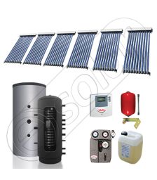 Puffer bivalent de 500 litri si panouri solare ieftine, Pachet cu panou solar cu tuburi vidate, Instalatii solare pentru incalzire Solariss Iunona