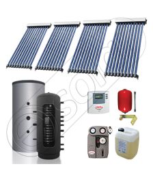 Puffer solar bivalent la set cu panouri solare SIU 4x10-300.2PF, Instalatie solara cu tuburi vidate si Puffer de 300 litri, Set colectoare solare cu tuburi vidate si Puffer import China