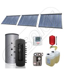 Puffer bivalent de 1000 litri si panouri solare ieftine, Pachet cu panou solar cu tuburi vidate, Instalatii solare pentru incalzire Solariss Iunona