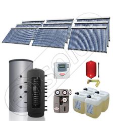 Set panou solar pentru incalzire cu tuburi vidate si puffer, Pachet cu panou solar cu tuburi vidate, Puffer si colectoare solare cu tuburi vidate