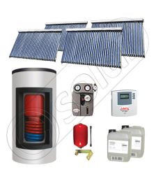 Panou solar ieftin cu tuburi vidate si boiler Kombi cu o serpentina, Panouri solare cu boiler monovalent de 800/200 litri, Panouri solare pentru apa calda