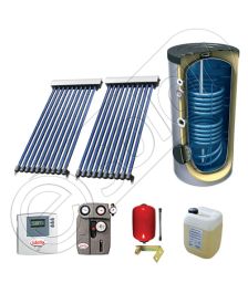 Set panouri solare cu tuburi vidate cu boiler cu doua serpentine, Pachet cu panou solar cu tuburi vidate, Panouri cu tuburi vidate si boiler Solariss Iunona