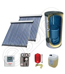 Panou solar ieftin cu tuburi vidate si boiler cu o serpentina, Panouri solare cu boiler monovalent de 300 litri, Panouri solare China Solariss Iunona