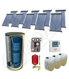 Panouri cu tuburi vidate cu boiler fabricate in China, Pachet panouri solare si boiler cu doua serpentine 1000 litri, Set panouri solare cu tuburi vidate SIU 10x10-1000.2BM