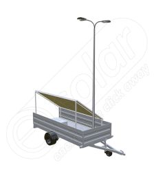 Generator fotovoltaic mobil montat pe o remorca cu o singura axa IDELLA Mobile Energy IME 3, cu un stalp pentru iluminat, 3 panouri solare IDELLA Power Poly IPP 550W si 2 lampi cu LED