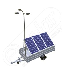 Generator solar mobil IDELLA Mobile Energy IME 3 pentru aplicatii agricole sau santiere temporare cu 3 panouri fotovoltaice IDELLA Power Poly IPP 550W, un stalp pentru iluminat si 3 lampi cu LED