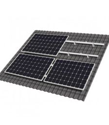 Kit de fixare pentru un panou solar in modul landscape, cu 2 sine de 2.1 m, 4 cleme de fixare pentru extremitatile modulului, 4 carlige de fixare pentru tigla ceramica si setul complet de suruburi, saibe si piulite pret ieftin